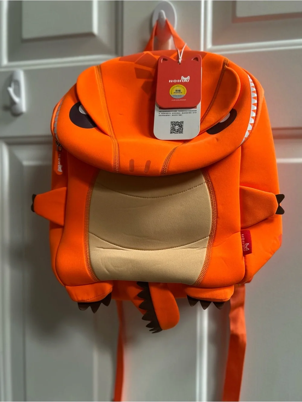 NOHOO Jungle Back pack T Rex Orange Dino Backpack with Tan Belly